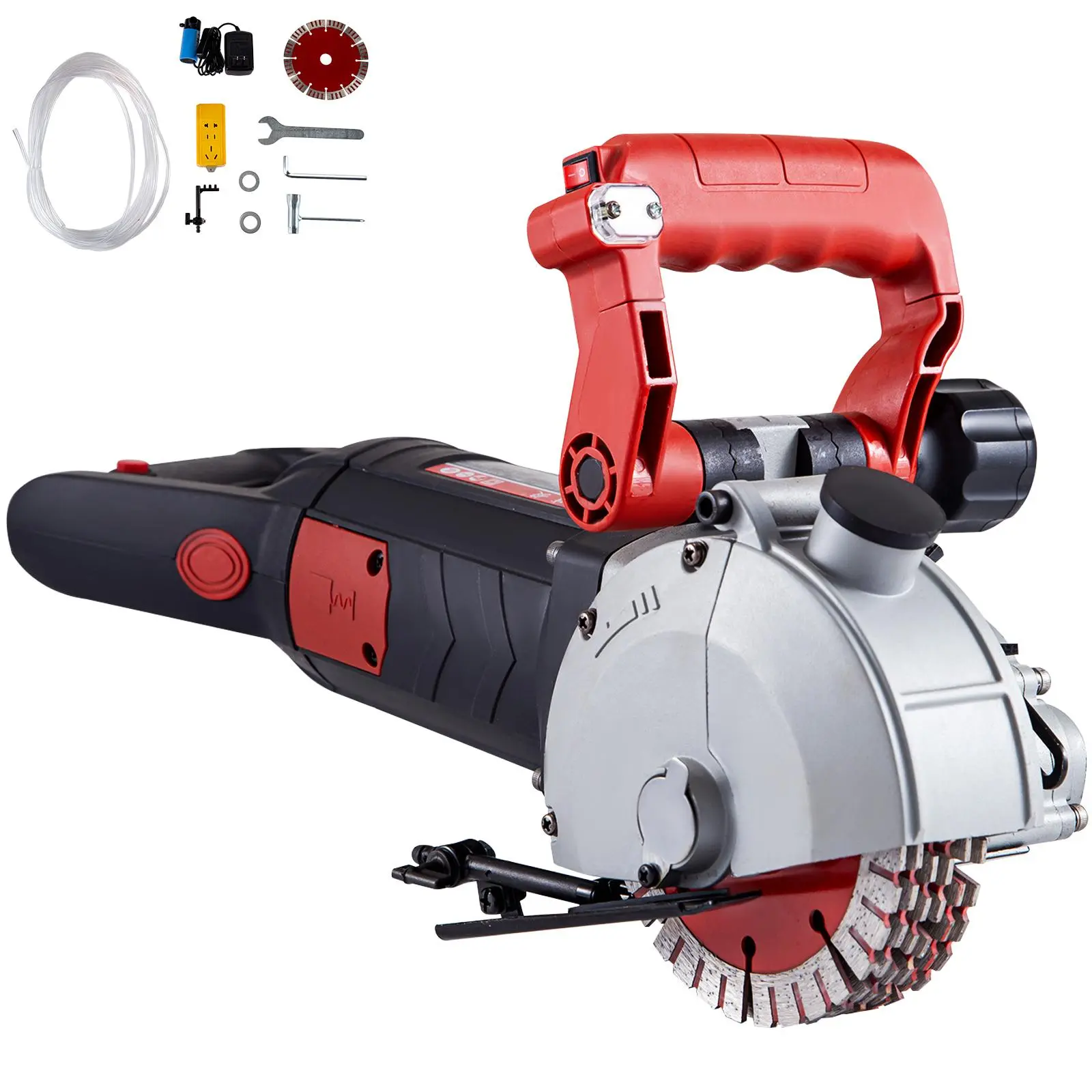 【Summerfinds】VEVOR 5800W Wall Chaser 38mm/1.5" Cutting Width, Wall Groove Cutting Machine 52mm/2" Cutting Depth,Wall Slotting Machine With 8 Saw Blades 6.3" Diameter 5000r/Min,One-time Forming Dustless
