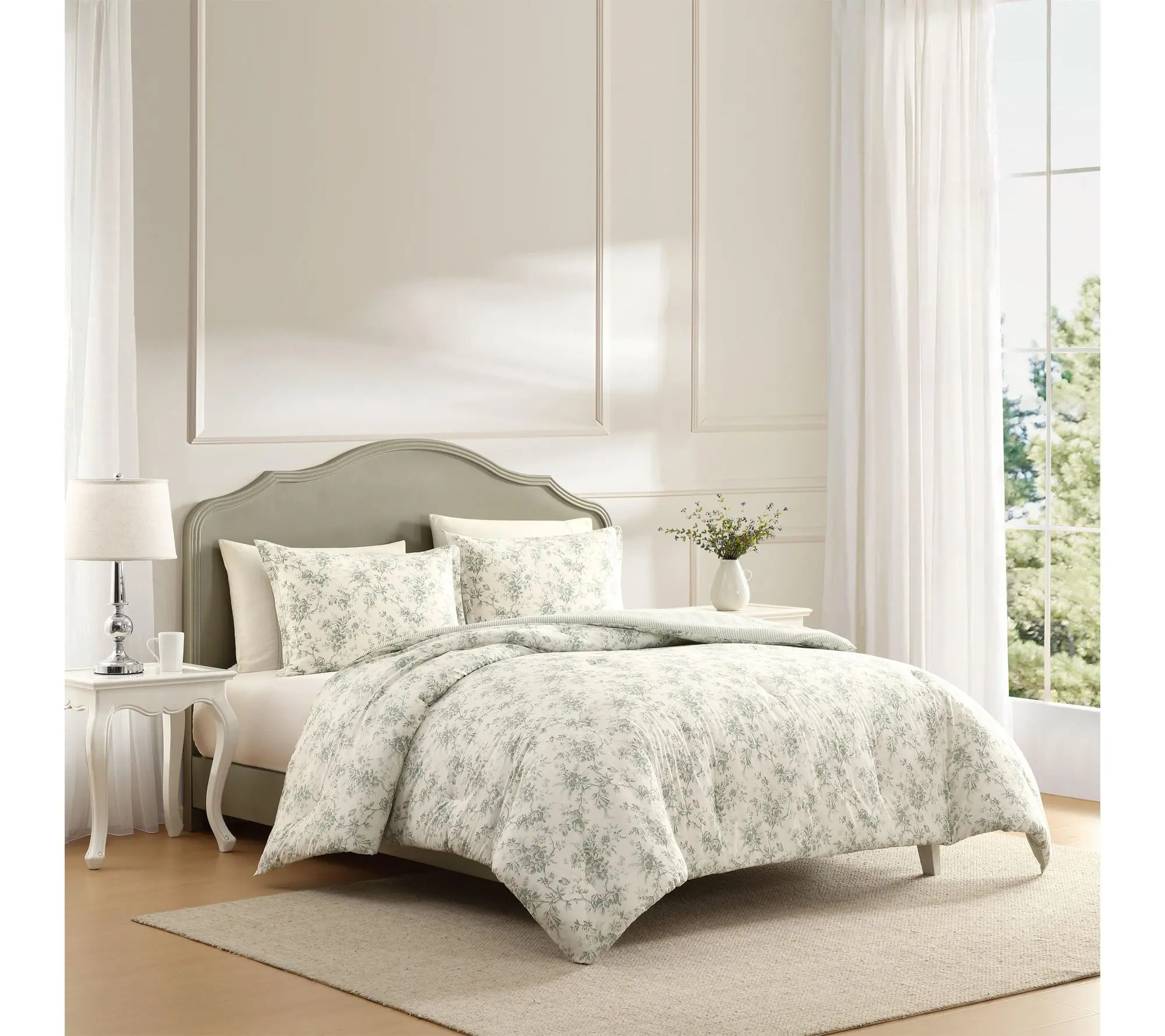 Laura Ashley Walled Garden Green Cotton Twin Comforter Set