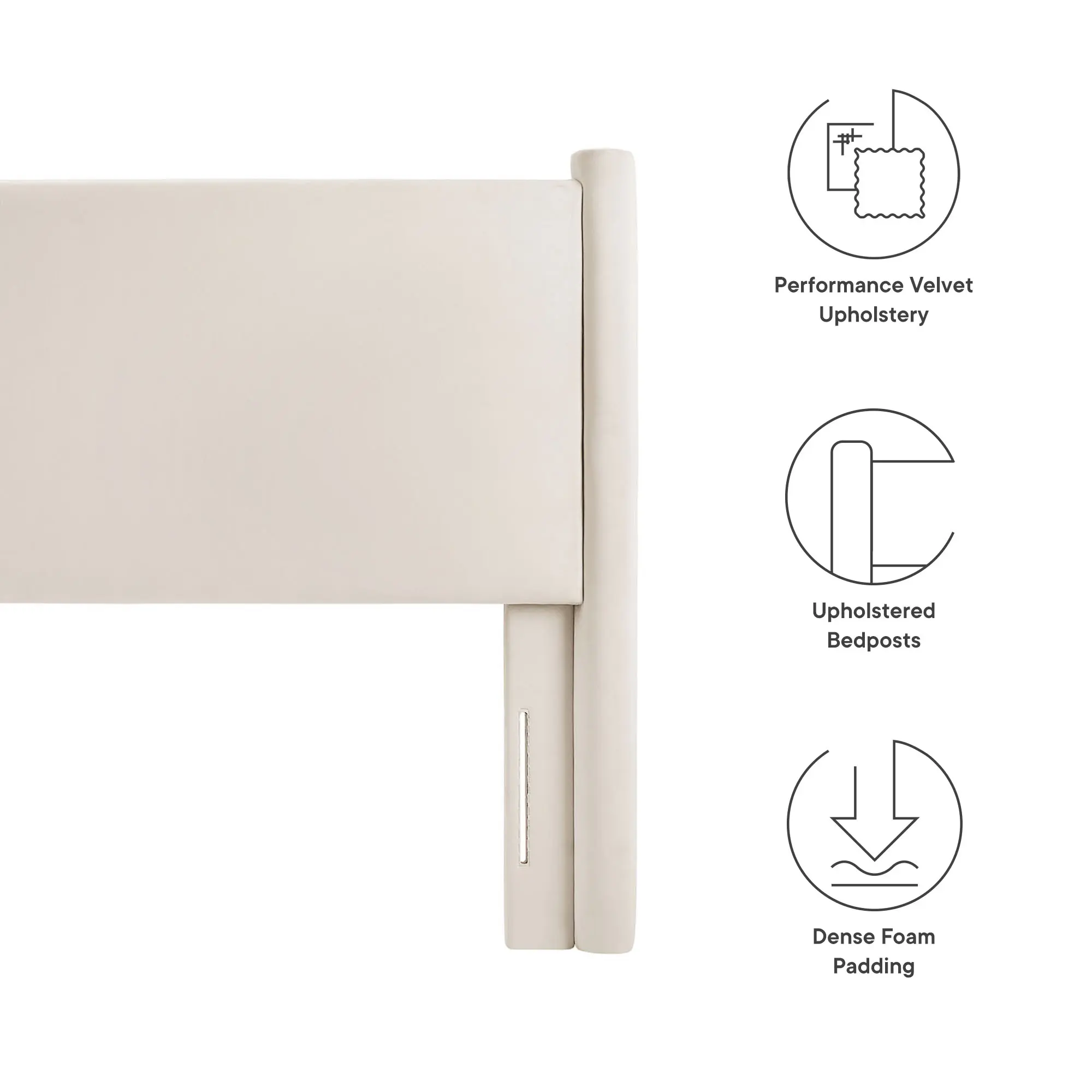 Rael Performance Velvet Full Headboard in Alabaster