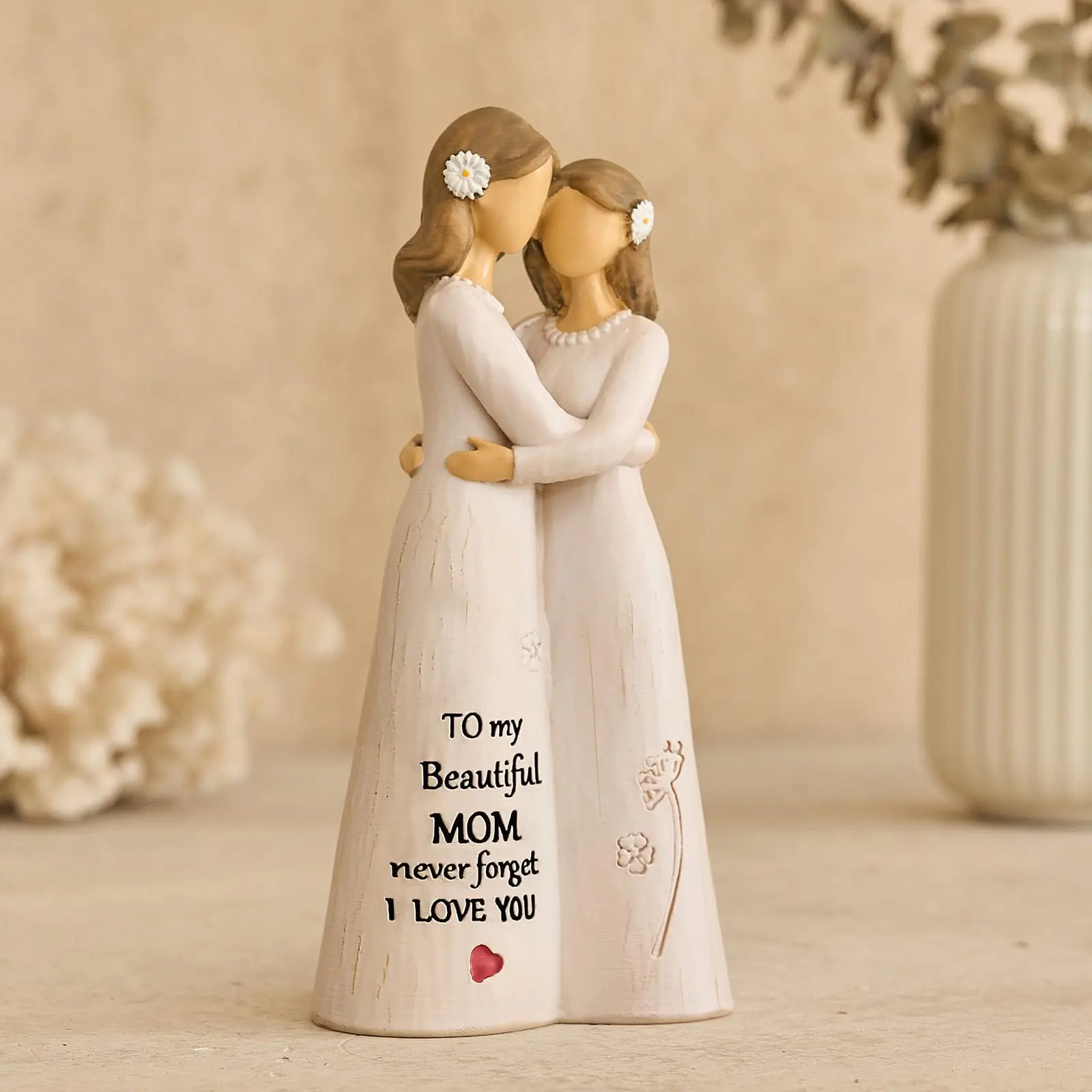 Nan Zai Fang Gifts For Mom From Daughter Mother Figurine 5.5" Hand-painted Sculpture Mothers Day Birthday Thanksgiving Moms Home Decor Figurines