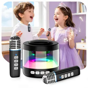 heetipuk K22 Karaoke Machine, Ultra Mini Portable Karaoke Machine with 2 Wireless Lapel Microphones for Adults & Kids, Strong Magnetic, Lyrics Display, TWS&RGB Lights,Karaoke System for Home Party Gifts