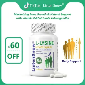 Listensnow Growth Capsules L-LYSINE Height Increase Maximizer with Calcium for Bone Strength -Natural Get Taller Supplement