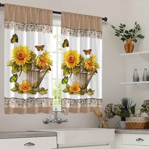 2pcs Pack Modern Eyelet Window Curtains: Polyester Light Filtering Twill Weave Panels for Living Room & Bedroom - Privacy & Decor