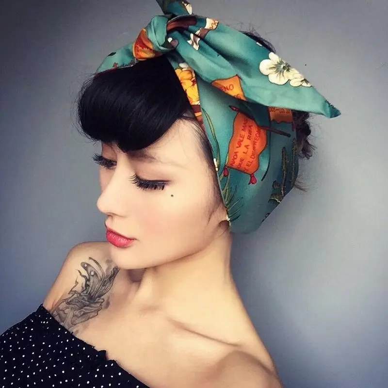 Wide Wired Cotton Print Headband, Hair Scarf, Hair Accessories for Women & Girls, Birthday Gift, Girlfriend Gifts, Hairstyles Ideas, Non-slip, Bandana, Hairwraps, Turban, Pixie cut, Knotted Headband, Workout Headband, Handmade, Vintage Ponytails Twist