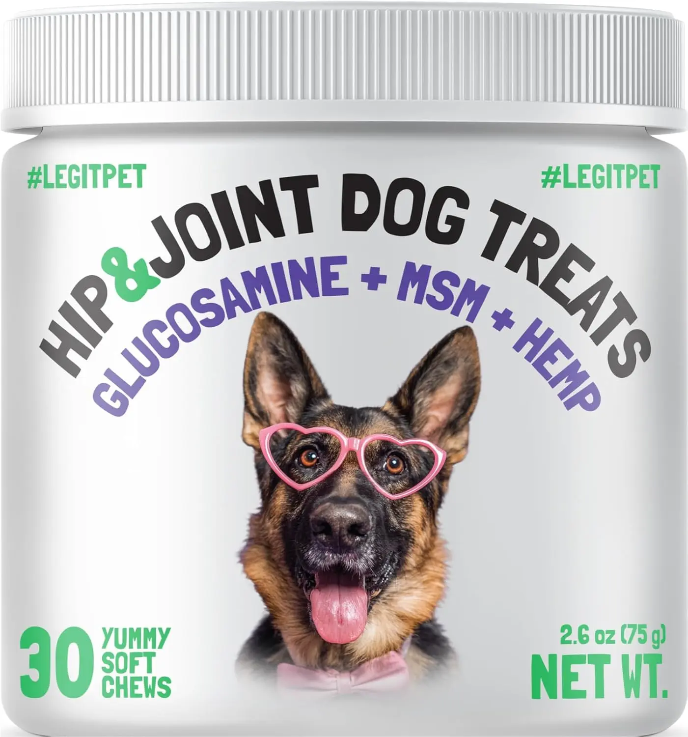 LegitPet Hip & Joint Supplement for Dogs Glucosamine, Chondroitin, MSM & Hemp Seed Oil Soft Chews | Mobility & Joint Support for Active & Senior Dogs | 120 Chews