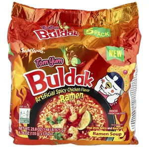 Buldak®, Ramen Soup, Spicy Chicken, Tom Yum , 5 Packs, 4.76 oz (135 g) Each