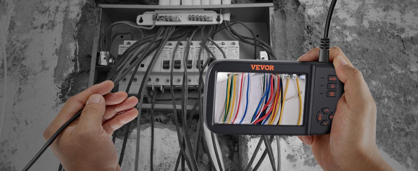VEVOR Endoscope Camera Borescope Inspection Camera Triple Lens 4.5" IPS Accessories Mobile
