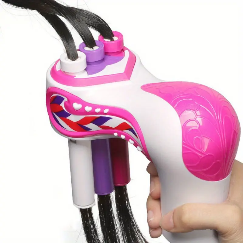 Automatic Electric Hair Braider Machine with One-Touch Operation & Adjustable Settings - Pink & White Styling Tool with Braiding Combs & Clips for Salon-Quality Braids at Home - Suitable for Normal Hair Types (Easy to Use for Beginners & Pr