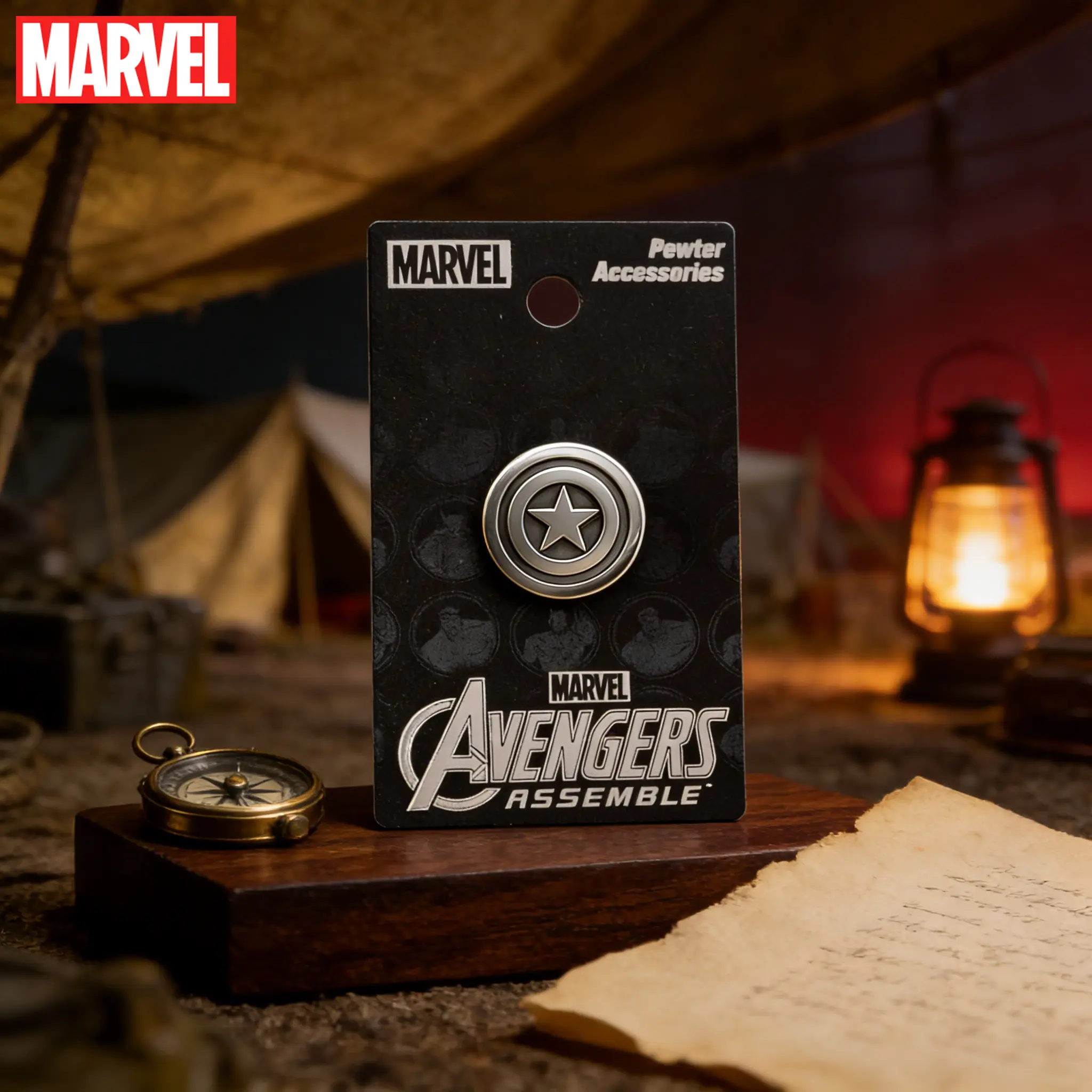 Marvel Avengers Pin 1PC Officially Licensed Cool Action Superhero Anime Brooch Backpack Decoration Jacket Lapel Anti-Rust Exquisite Alloy Enamel Gift Captain America Shield