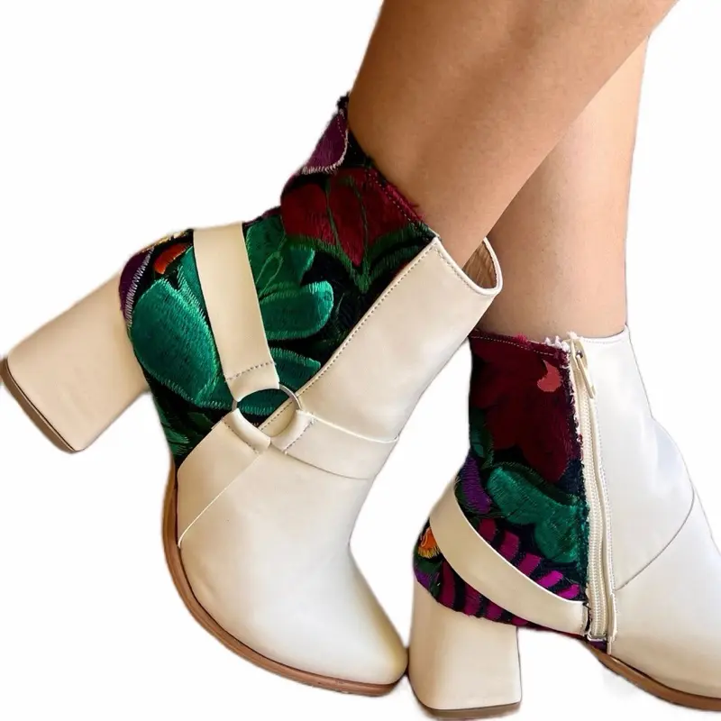 Bota alta bordada $65 - Beautiful Embroidered Boot - Handmade in Mexico, Floral Design, Casual & Formal, Mexican boot  Women