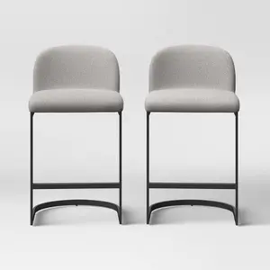 Threshold Armless Curved Back Counter Stool Bar Set of 2 24.02" Gray/Black