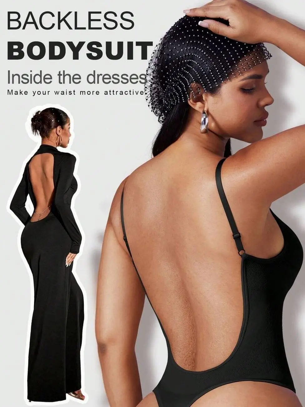 Seamless Shaping Bodysuit, Tummy Control Thong Shapewear, Low Back Backless Bodyshaper for Daily Wear