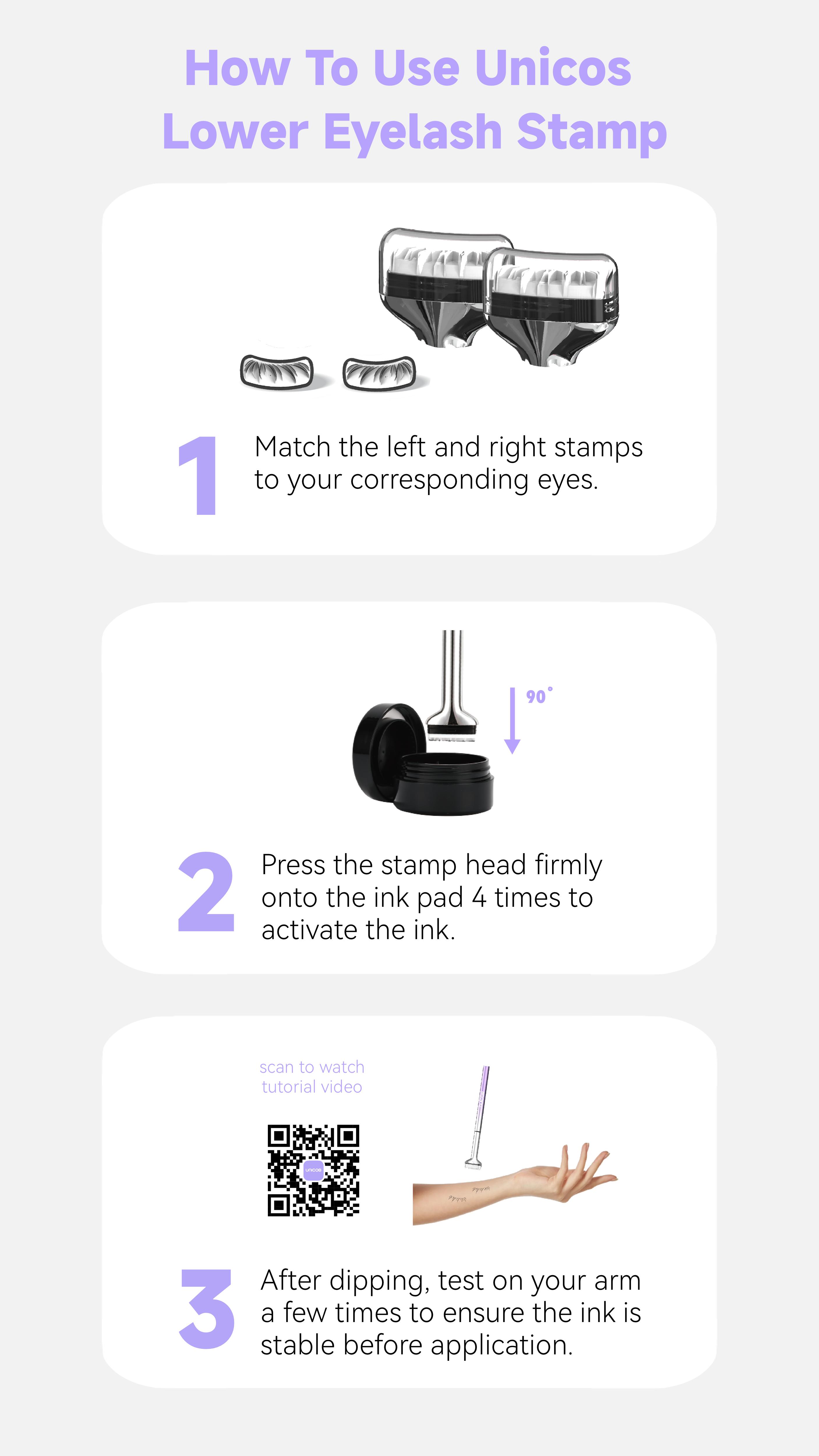 Unicos Lower Eyelash Stamp, 2-in-1 Eyeliner makeup tool for eyelash, Waterproof & Smudge-Proof Ink, Natural Look for Beginners Makeup Tool - Lash Extensions,Cosmetic