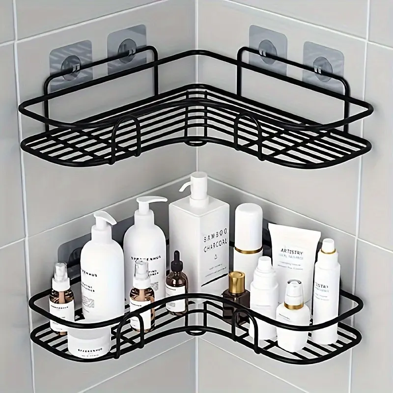 Adhesive Pads Wall-Mounted Bathroom Storage Rack, Shower Caddy Shelf, Bathroom Organizer for Shampoo, Toner & Cosmetics