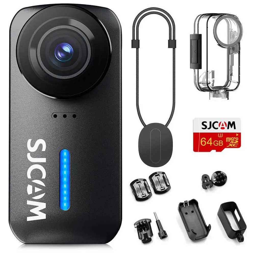 SJCAM C110Plus 4K Magnetic Combo with 64G Card, Portable POV Body Camera, 6-Axis Stabilization,Mini Body Action Camera, Waterproof, Wearable cam for travel sport,Built-in Mic for Vlogging,Helmet Mount
