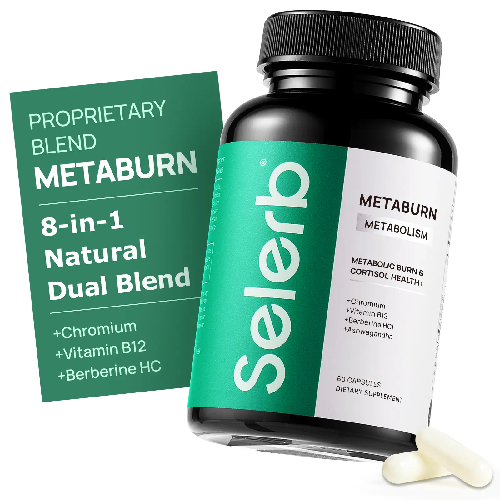 Selerb Metaburn Daily Nutrient Support Supplement - With Chromium, Vitamin B12, Berberine HCI - 60 Capsules - TikTok Shop Black Friday, Comprehensive Nutrition Supplement