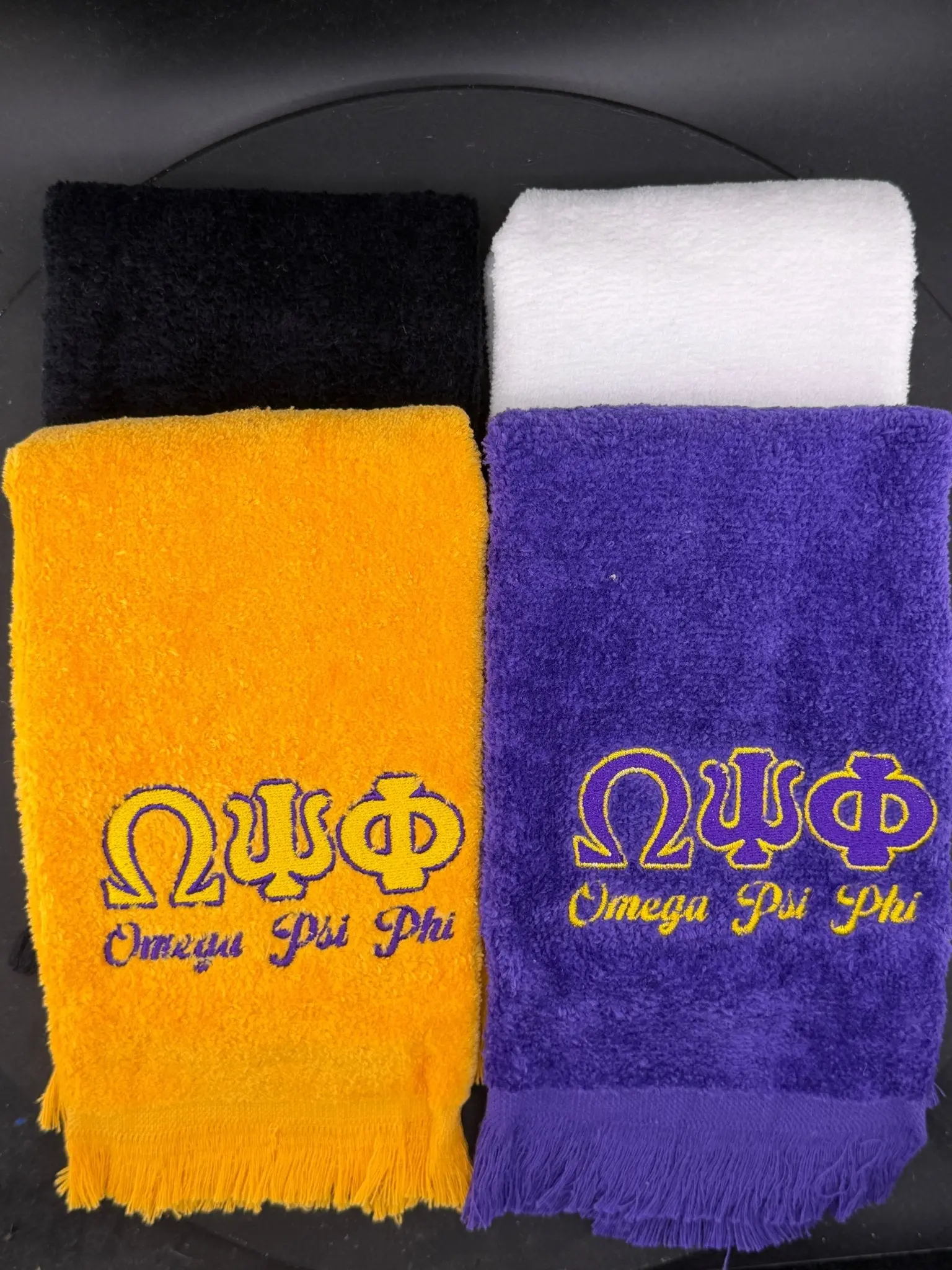 Omega Psi Phi Letters Series Embroidered Towel