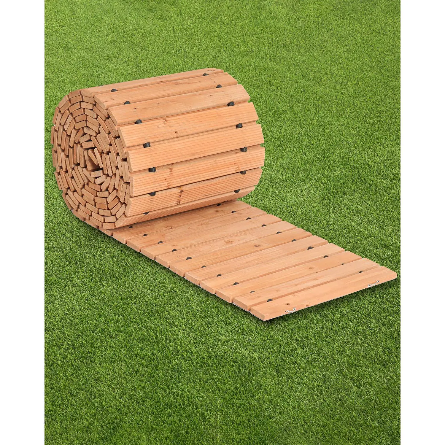 【SummerFinds】VEVOR Wooden Garden Pathway,  , 16 ft L x 17 in W, Non-Slip Straight Garden Walkway, Roll Out Cedar Outdoor Walkway Path with Wire Rope Connection, Decorative Garden Paver for Backyard Wedding Party