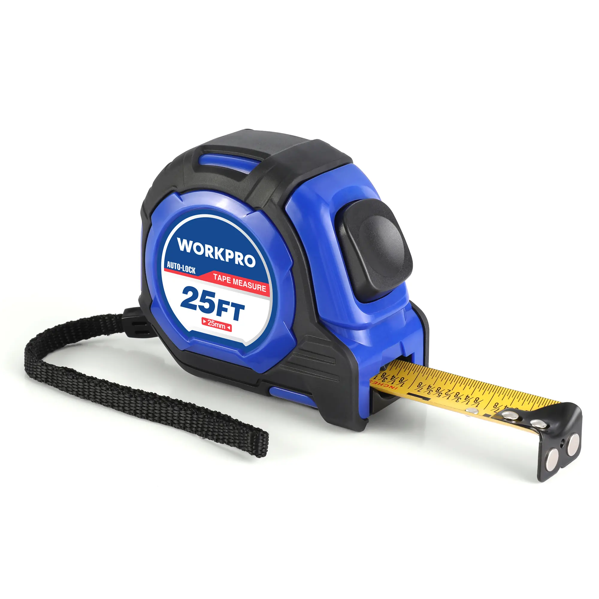 #backtoschool WORKPRO 25FT Auto-Lock Tape Measure, 1/8 Fractions Easy Read Measuring Tape, Double Retract Measurement Tape Accuracy 1/32 for Engineer,with Magnetic Hook, Rubber Protective Casing