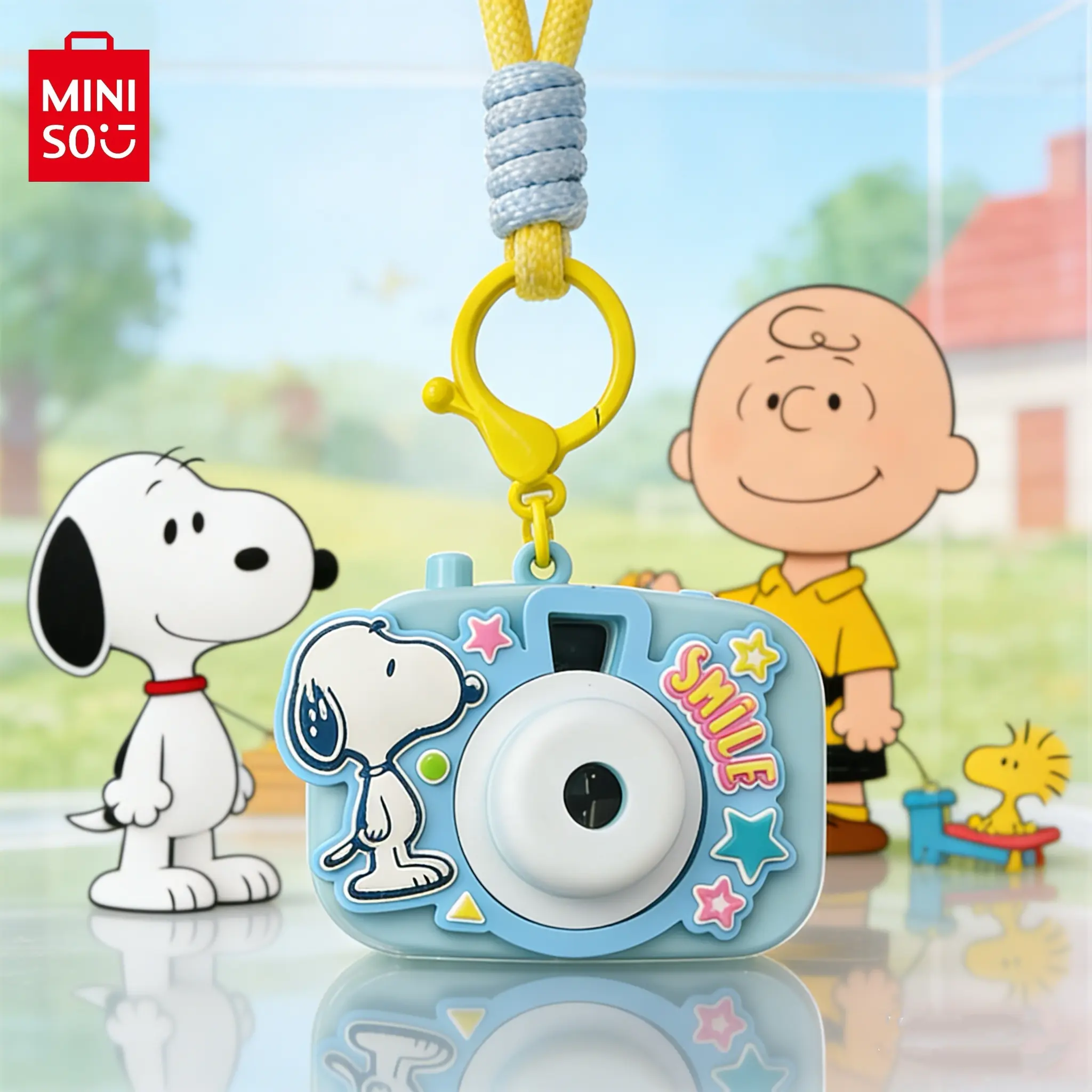 Miniso Snoopy Series Colorful Camera Pendant, Adorable Peanuts Character Charm for Backpacks/Keys, Suitable Gift for Women Keychain#Summervibes