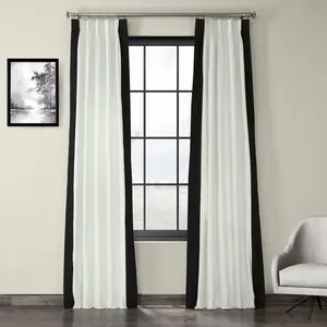 Half Price Drapes Bordered French Pleat Vertical Printed Cotton Curtain