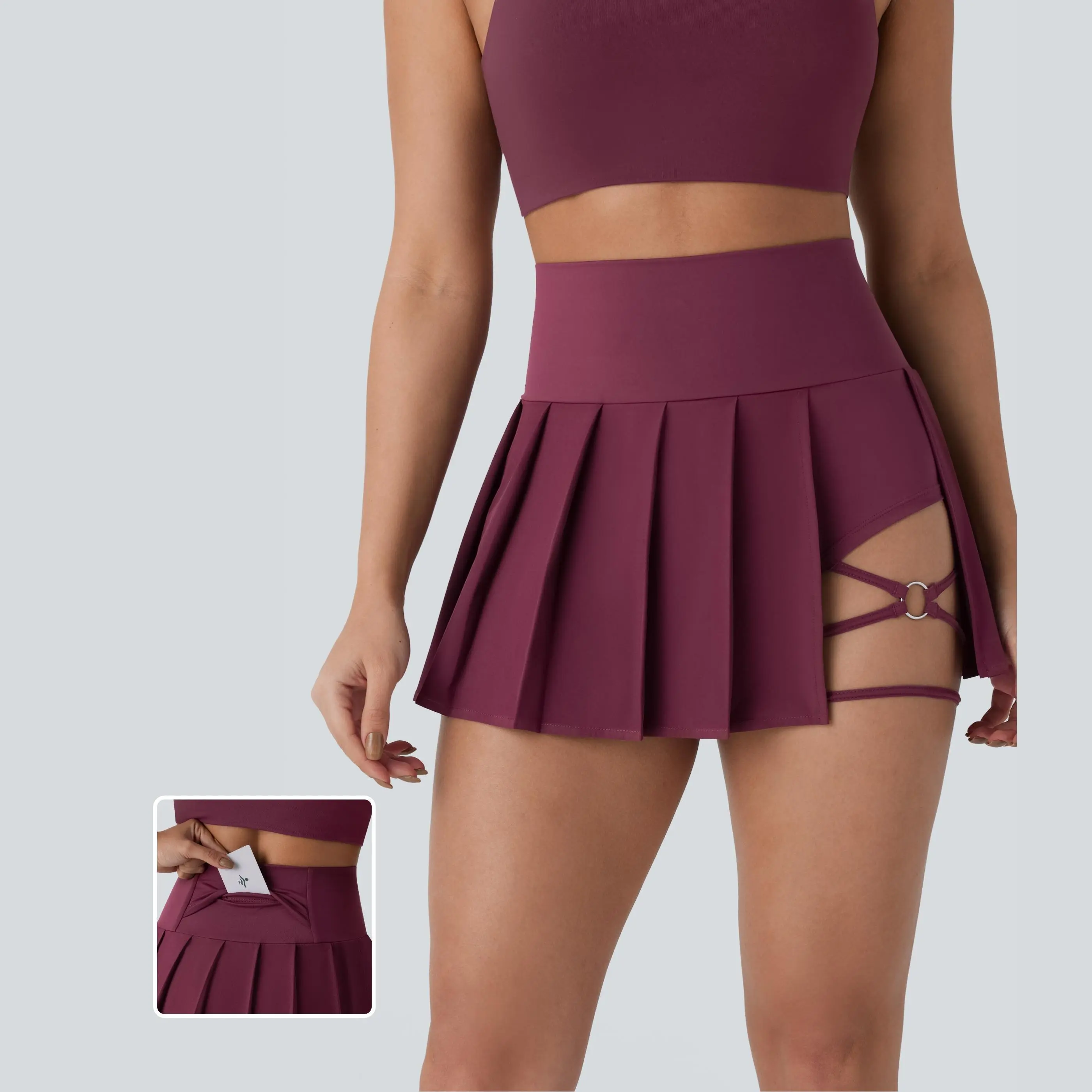 【Creator’s Pick】Halara Breezeful High Waisted Pleated 2-in-1 Side & Pocket Asymmetric Hem Quick Dry Mini Dance Skirt #SwimWeek