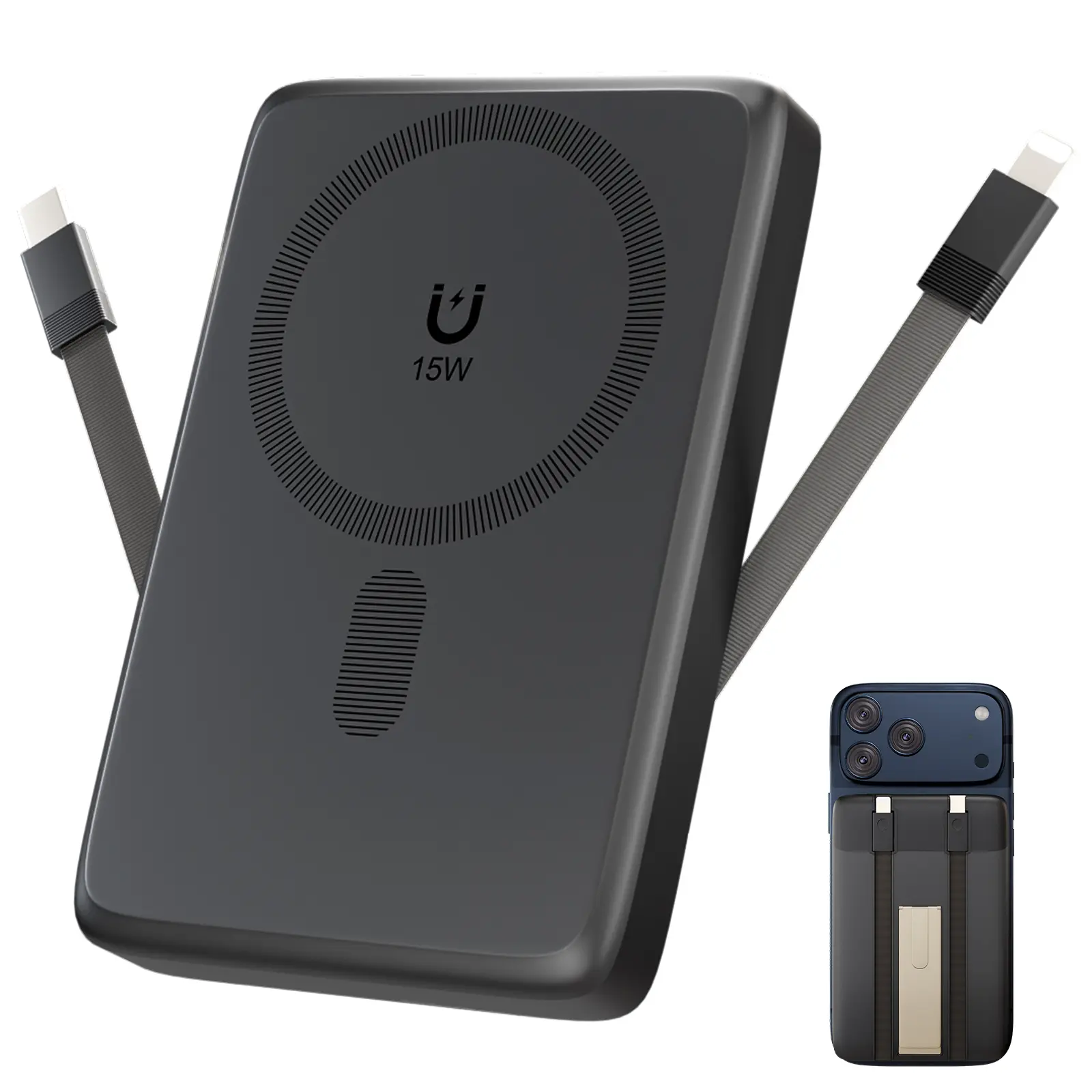 10000mAh MagSafe Magnetic Portable Charger, 15W Wireless & 22.5W Type-C Wired Fast Charging Slim Power Bank with Foldable Stand & Digital Display, Removable Cable, Multiple Device Charging for iPhone 17/16/15/14 Series tiktokshopbacktoschool