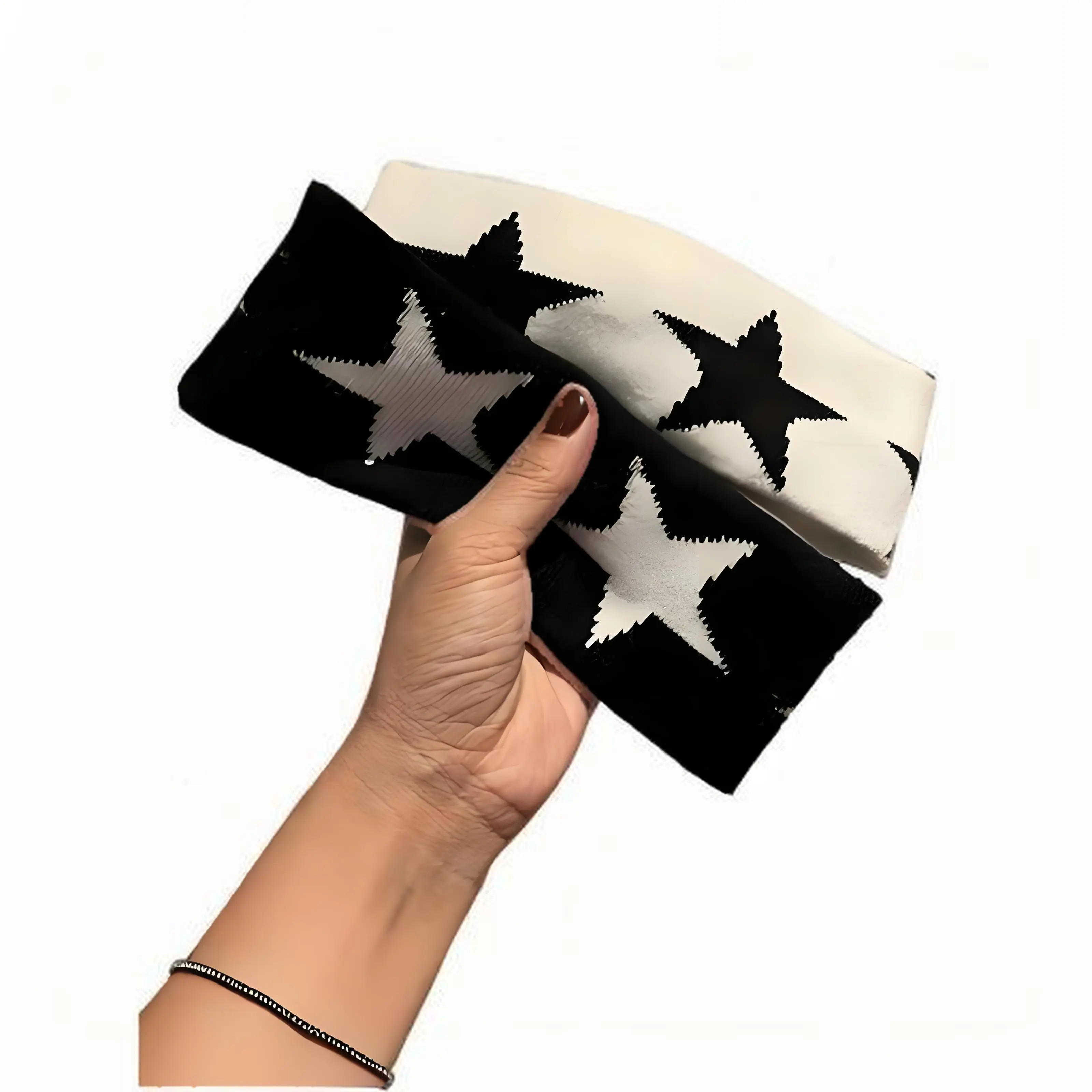 Unisex Knitted Star Embroidery Sports Headband, Y2K Style, Sweat Wicking Moisture-Wick 1 Size, Stretch Fit Yoga Gym Accessory, Comfortable Sweat-Absorbent Hairband for Daily Activities