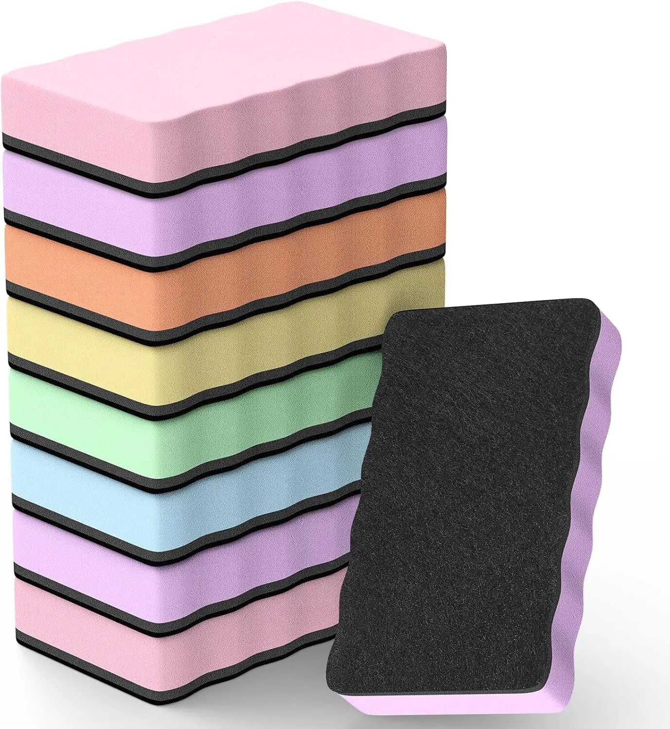 MaxGear Compact Polyester Fiber Magnetic Whiteboard Erasers, 8-Pack 4x2x0.6in 6-Color Set with Strong Magnets for Effective Cleaning, Reusable Wipers for Teachers' Classrooms, Home Arts & Crafts, Strong Magnet, Deep Cleaning