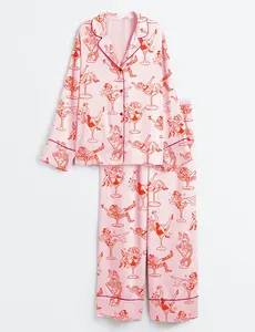 Women’s Cowgirl Girl Woman In Martini Glass Mermaid Catgirl In Glass Short Sleeve Satin Pajama Set