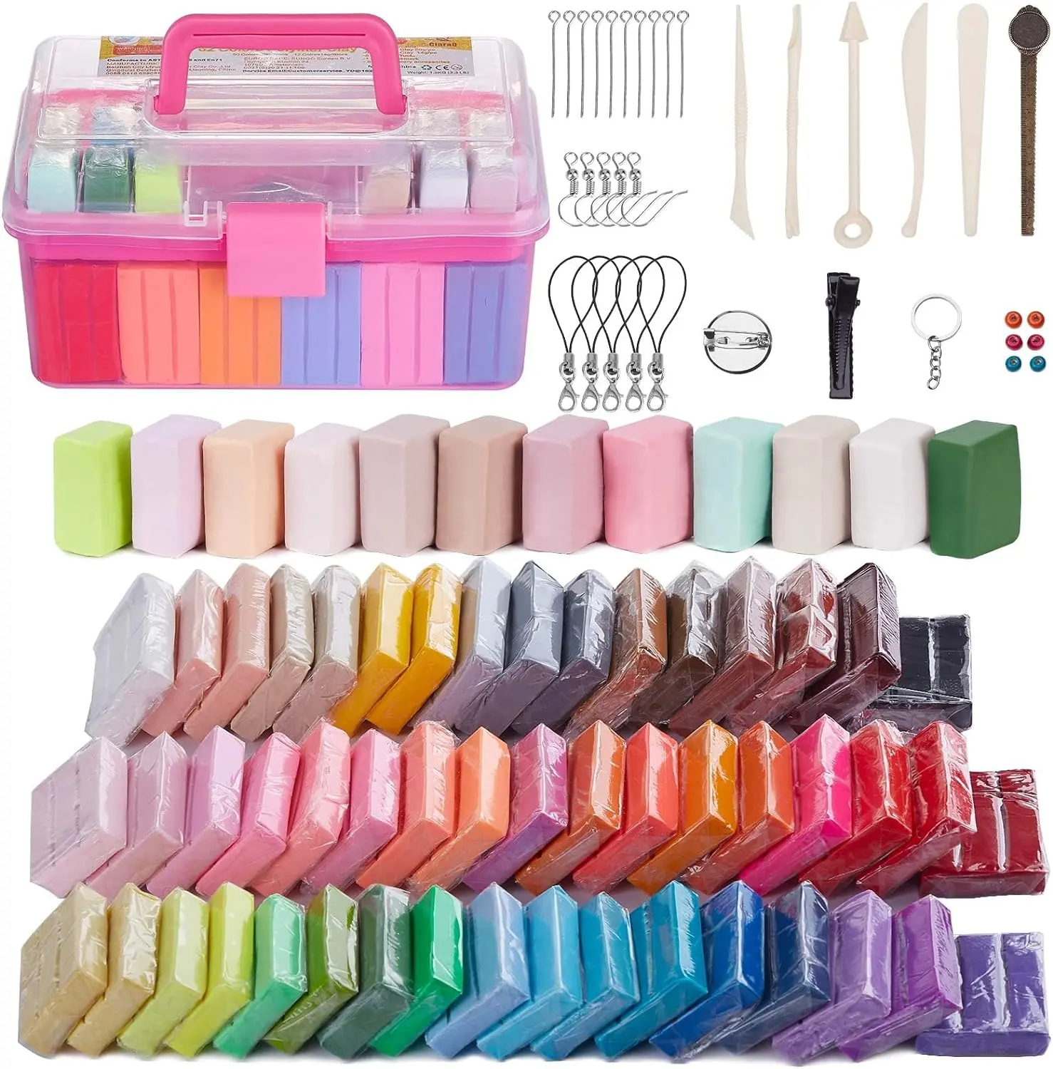 Polymer Clay Kit- 62/88/100 Blocks Diy Molding Clay Kit, Oven-Baked, Soft & Non-Sticky Moldable Clay with Sculpting Tools, Creative Starter Craft Supplies Gift for Kids, adult, Children, Polymer Clay Ideas