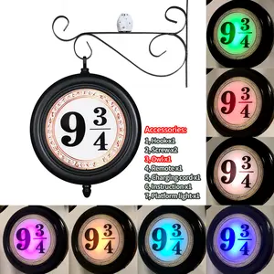 Platform 9¾ Magic Night Light Rechargeable Wall Hanging Décor with Owl Decor & Remote Control Double-Sided Illumination Ideal Gift for Harry Fans