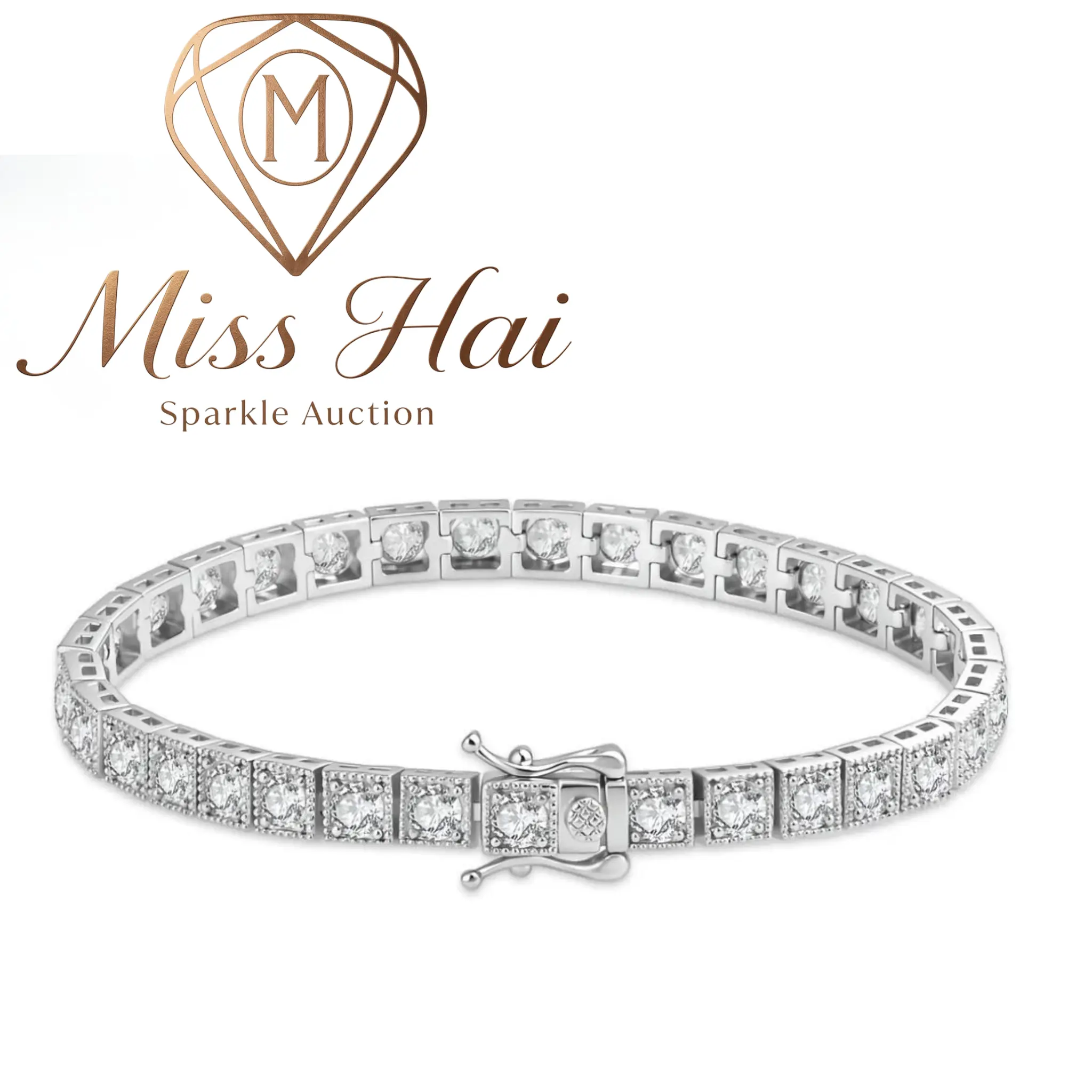 MISS HAI Women Tennis Bracelet Everlasting Cadence Design, Synthetic Moissanite Copper Chain Ornament, Elegant Present for Bridal Occasions & Christmas Holiday Gifts