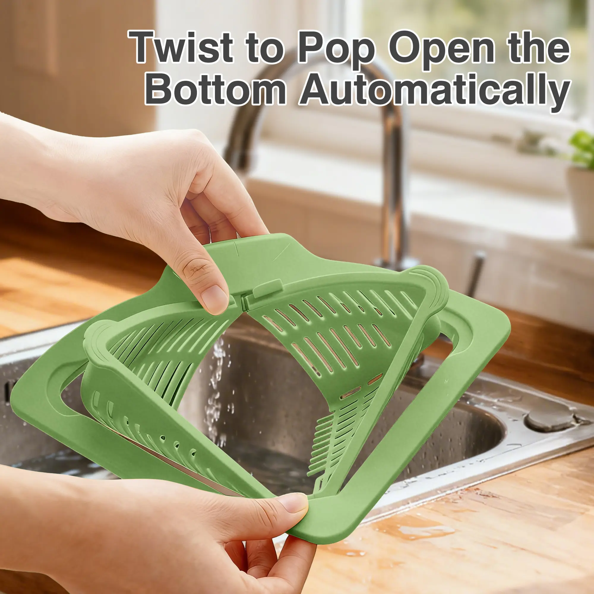 Magnetic Drip Tray Kitchen Accessory - 1-Count Plastic Self-Assembling Kitchen Sink Strainer Basket, Dense Holes, Anti-Clogging Draining, Triangular Household Splash Guard (Yellow or Green), Kitchen Accessories, Simple