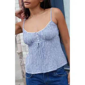 John Galt Women's Blue Gingham Tiffany Tank Top