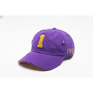 Omega Psi Phi Purple Chenille Cap with Line Number