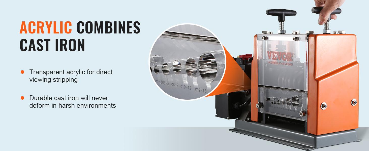 VEVOR Electric Cable Stripping Tool, Summervibes,Summervibes, 0.06''-0.98'' Motorized Wire Stripper, 60W, Features Clear Depth Gauge, Includes 6 Circular & 1 Flat Channels for Efficient Copper Wire Recycling VEVOR Super Brand Day VEVOR Electric Cable Stripping Tool, Summervibes,Summervibes, 0.06''-0.98'' Motorized Wire Stripper, 60W, Features Clear Depth Gauge, Includes 6 Circular & 1 Flat Channels for Efficient Copper Wire Recycling VEVOR Super Brand Day
