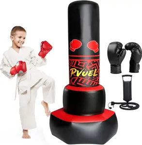 Kids Punching SandBag – Inflatable Fitness Vertical Boxing Bag For Adult Kids with Free Standing Boxing Cardio Kickboxing Home Gym Training Christmas Birthdays Gift