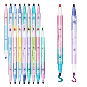 SHANDS 8-Pack Overlay Markers  Double-Ended Erasable Style Highlighters Chisel & Round Tip Pastel Glowing Pens for Aesthetic Journaling, School & Office Supplies color art marker, Aesthetic Pastel Highlighters for Journaling