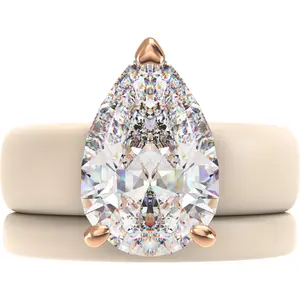 Pear Cut CZ Silicone Ring Set for Women, Stackable 2-Ring Set, 8×12 mm Pear Cut CZ, Patent-Pending Design - GlowStone Collection