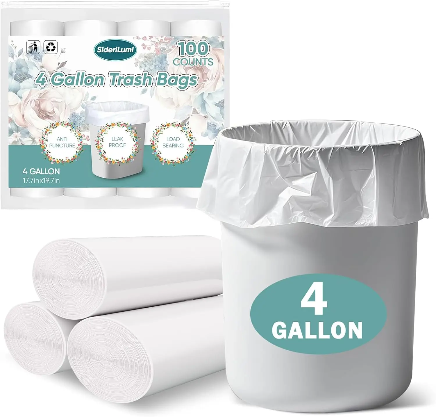 Small Trash Bags 4 Gallon - 100 Count Leakage-Proof Unscented Garbage Bags for Office Bedroom Bathroom Mini Trash Can Liners White 4 Gal Perfect Fit for Small Cans