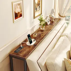 Console Table with Outlet, 63 Inch Sofa Table with Charging Station