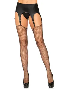 Women's Lingerie Brielle Rhinestone Fishnet Stockings, Belt-Accented, Soft Fabric, Flattering Leg Coverage
