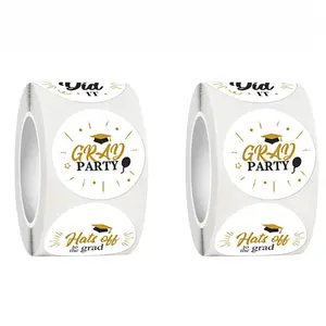 1000-Count 1-Inch Graduation Adhesive Labels - Congrats Grad, Class of 2025, Cap Designs, Diploma Seals for Envelopes, Invitations, Favors (2 Rolls) - Paper, English Text, Assorted Celebration Messages