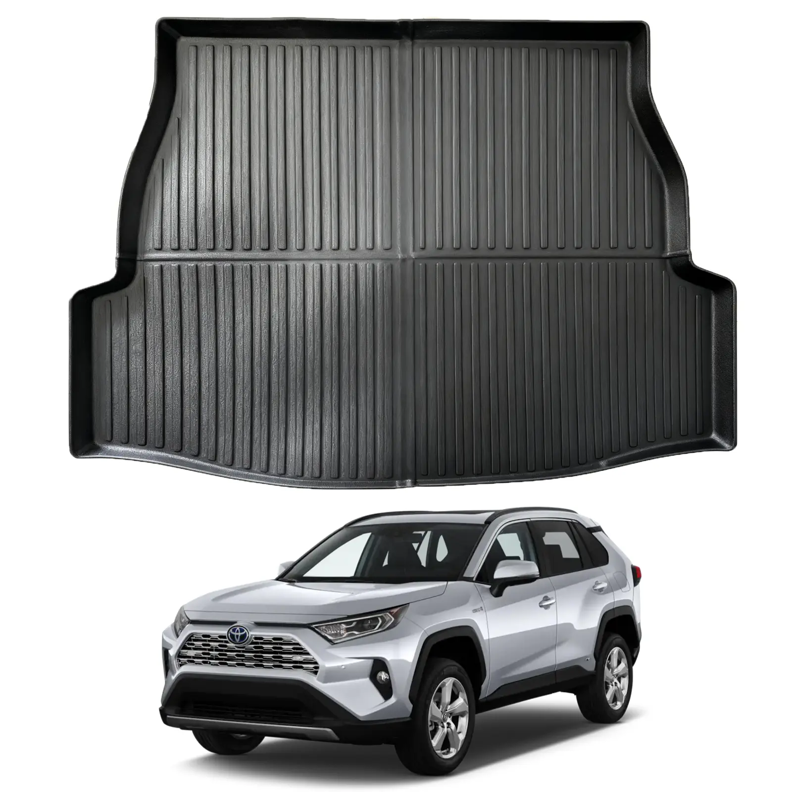 Canvcle All-Weather Heavy-Duty TPE Car Floor Mats & Trunk Cargo Liner for 2019-2025 Toyota RAV4 (Including Hybrid) - Raised Edges, Anti-Slip, Waterproof, Scratch-Resistant, Spill-Proof, Easy to Clean Car Interior Accessory