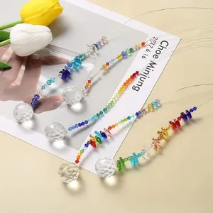 Pack Of 12 Colorful Crystals Garden Suncatcher Hanging for Window, Rainbow Pendants Garden Suncatchers with Crystals Beads Chain for Home Garden Christmas Day Party Wedding Decoration