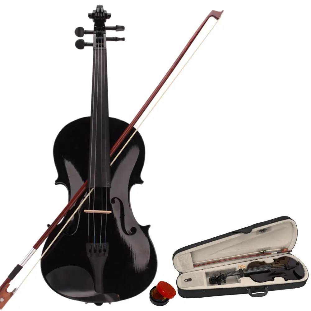 Full Size 4/4 Basswood Violin for Beginner Adults - 59cm Musical Instrument with Hard Case, Maple Bow, Rosin, Chin Rest, Fingerboard