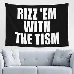 Tapestry Yoladsume Rizz 'Em With The Tism Tapestry Home Decor Wall Blanket Tapestry For Living Room Bedroom Dorm Decor Solid Color Decorative Shabby Chic Design