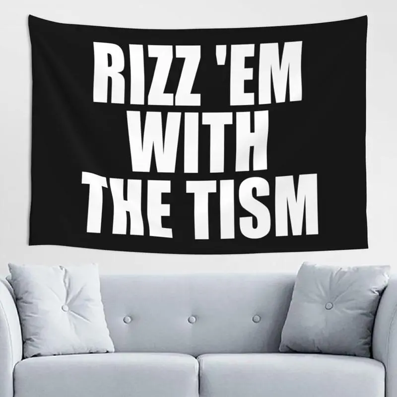 Tapestry Yoladsume Rizz 'Em With The Tism Tapestry Home Decor Wall Blanket Tapestry For Living Room Bedroom Dorm Decor
