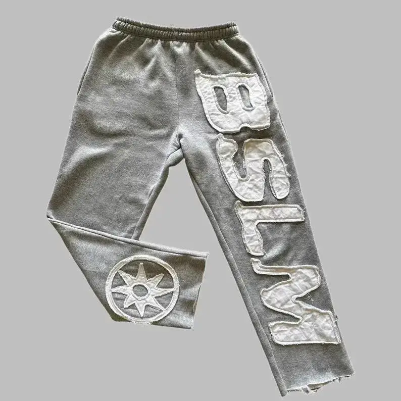Men's Autumn Winter New Sweatshirt Personality Street Style High Hip Hop Letter Embroidery Fashion Casual Pants Unisex Menswear Trouser Grey Sweatpant Activewear Athletic Sport Sportswear, active lifestyle, wardrobe
